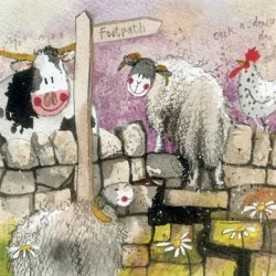 Stone Wall Farmyard Animals Card AC512, prianie