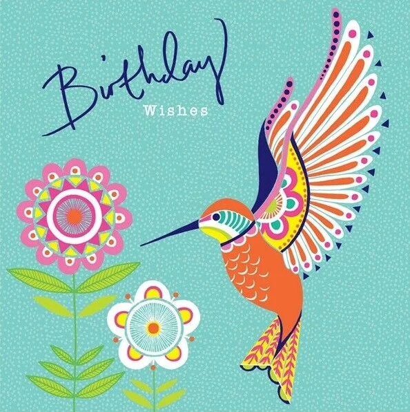 Hummingbird Flowers Birthday Wishes (CALY8), prianie