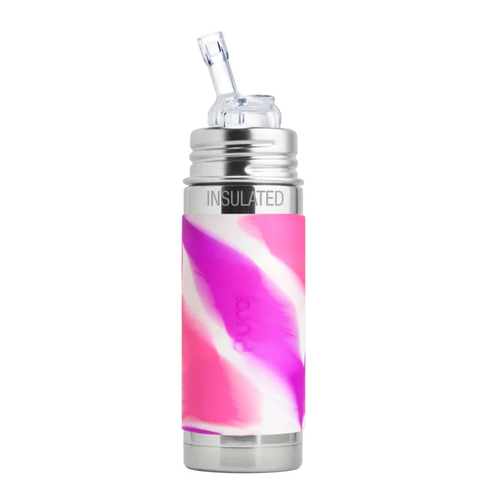 Pura® TERMO fľaša so slamkou 260ml (ružovo-biela), antikorová termofľaša