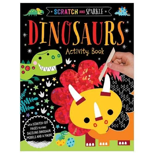 Dinosaurs Activity Book, zošit s aktivitami a obrázkami na vyškrabávanie