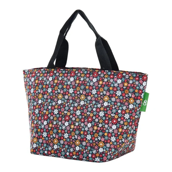 Black Ditsy - Foldable Lunch Bag, skladacia termotaška