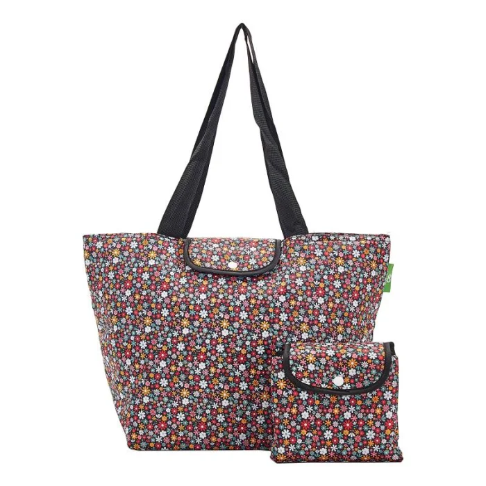 Black Ditsy Large E01 - Foldable Large Cool Bag, veľká skladacia termotaška