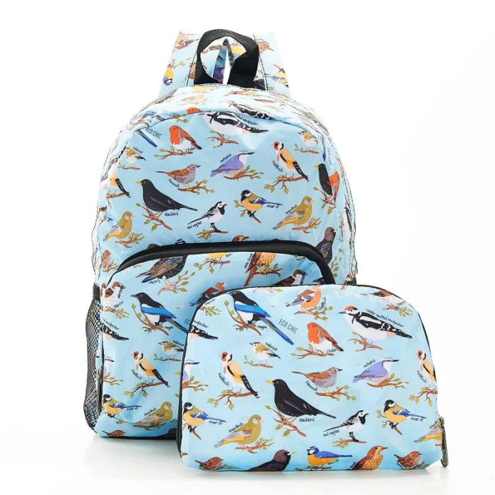 Blue Wild Birds G06 - Foldable Mini Backpack, skladací mini ruksačik