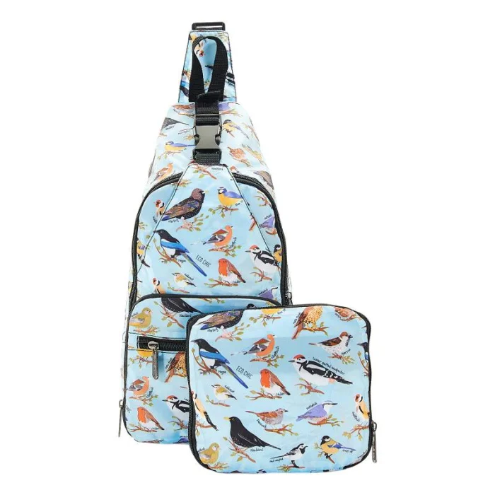 Blue Wild Birds I07 - Foldable Cross Body Bag, skladací crossbody ruksačik