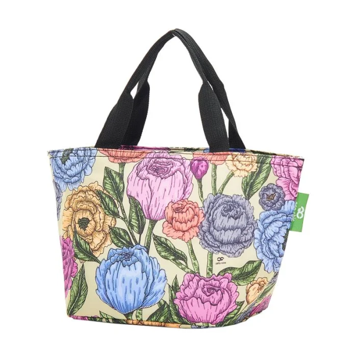 Green Peonies - Foldable Lunch Bag, skladacia termotaška