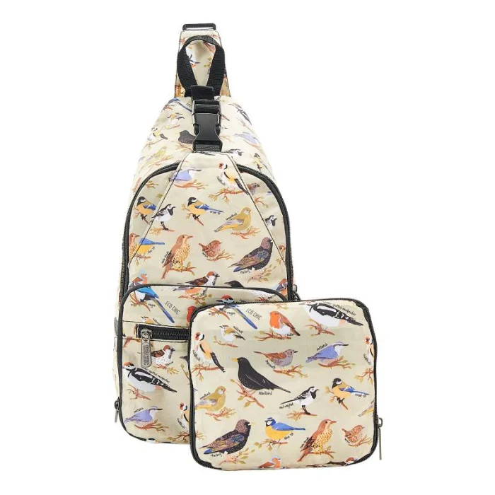 Green Wild Birds I07 - Foldable Cross Body Bag, skladací crossbody ruksačik