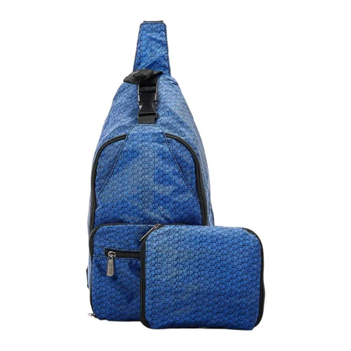 Navy Disrupted Cubes I06 - Foldable Cross Body Bag, skladací crossbody ruksačik