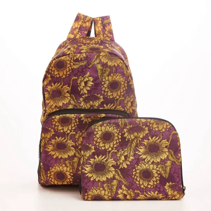 Purple Sunflower B34 - Foldable Backpack, skladací ruksačik