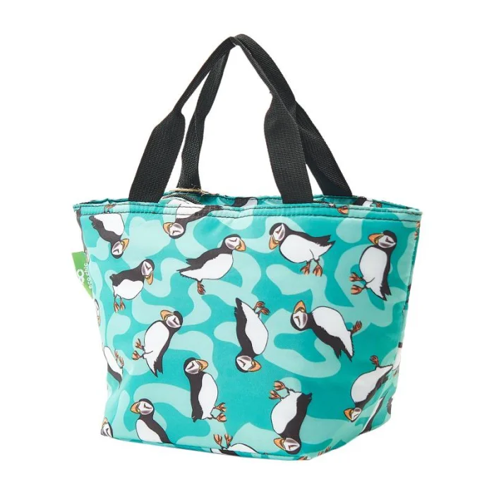 Teal Puffin - Foldable Lunch Bag, skladacia termotaška