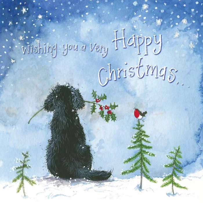 Dog and Christmas Tree Card (XS93), prianie