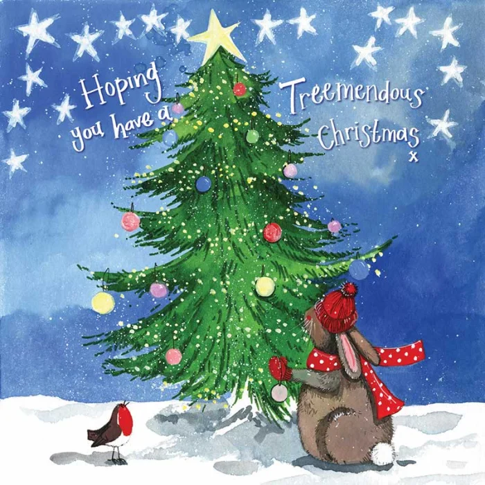 Rabbit Christmas Tree Card (XS90), prianie