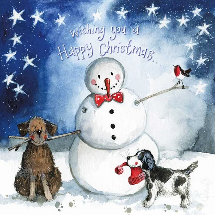 Snowman and Dogs Christmas Card (XS92), prianie