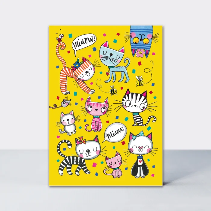 Cats on Yellow Blank (PCARD05), pohľadnica