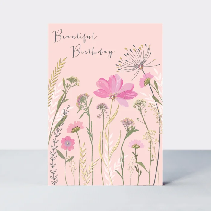 Open Birthday Floral on Light Pink (FLOW04), prianie