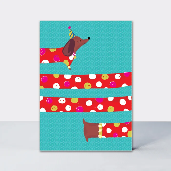Sausage Dog Party Hat Blank (PCARD11), pohľadnica