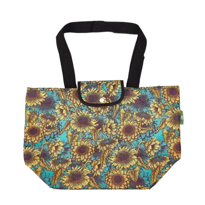 Teal Sunflower E22 - Foldable Large Cool Bag, veľká skladacia termotaška