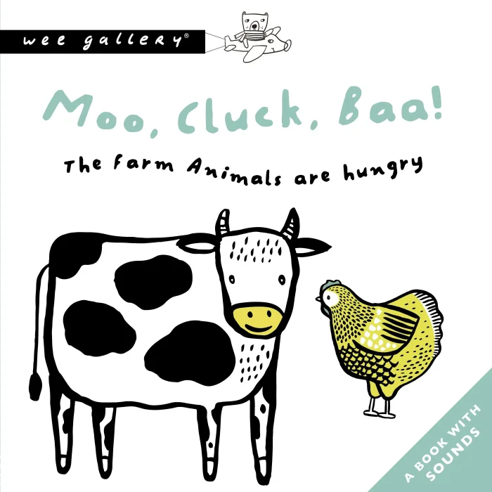 Moo, Cluck, Baa! The Farm Animals are Hungry, leporelo so zvukmi