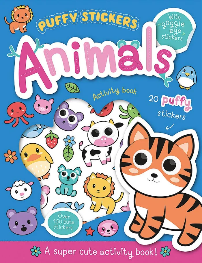 Puffy Sticker Animals, zošit s úlohami a nálepkami