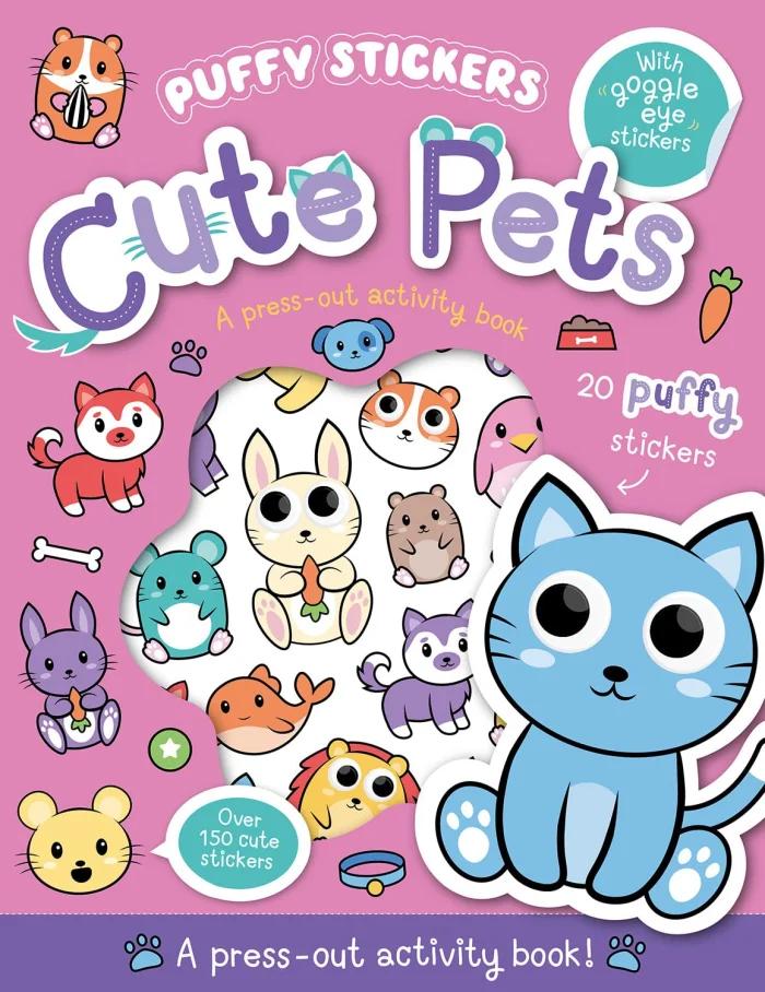 Puffy Sticker Cute Pets, zošit s úlohami a nálepkami