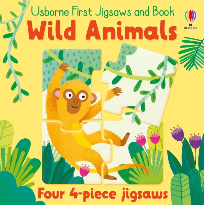 Wild Animals (4 x 4ks), anglická kniha s puzzle