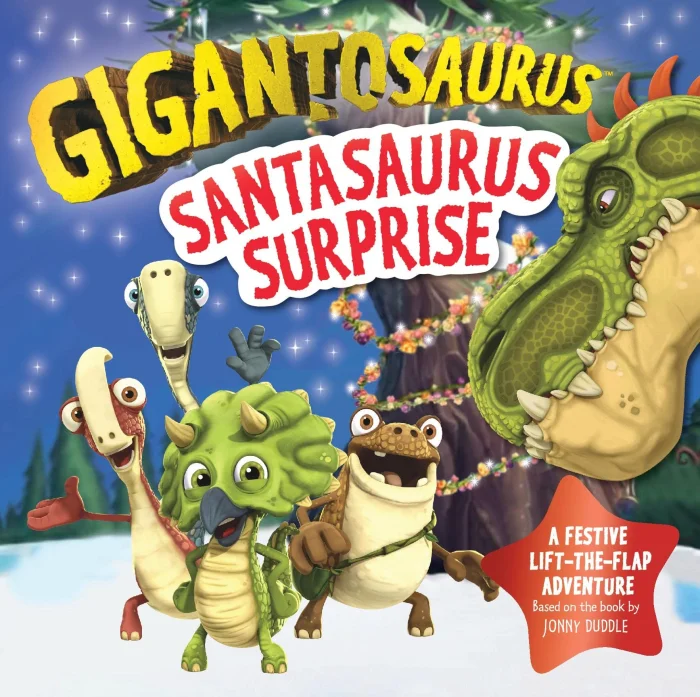 Santasaurus Surprise (lift-the-flap board book), anglická kniha - leporelo