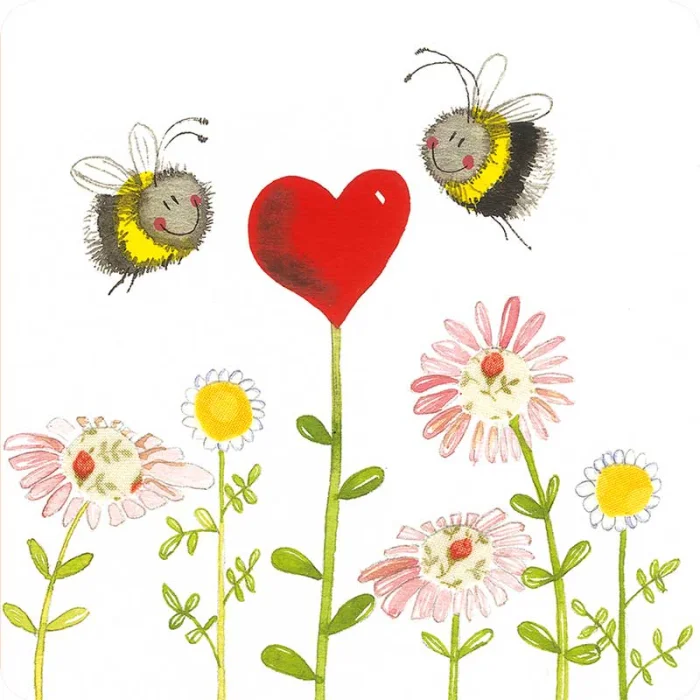 Bees and Heart Coaster C217, podložka pod pohár
