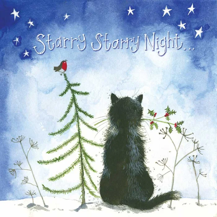 Cat and Christmas Tree Card (XS94), prianie