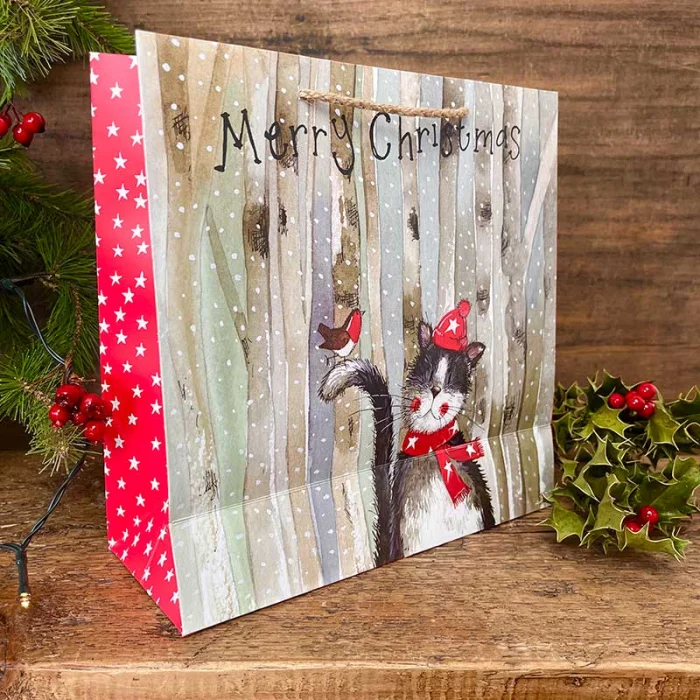 Christmas Cat / medium (XMB07), darčeková taška