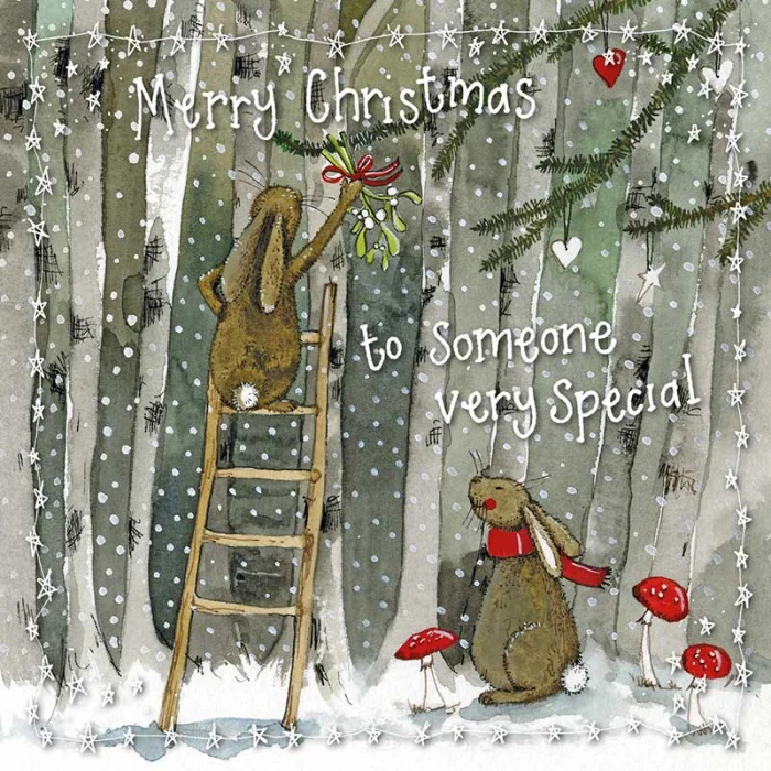 Christmas Rabbits Little Starlight Card (XLS63), malé prianie