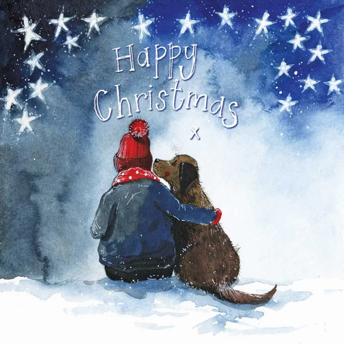 Dog and Girl Little Starlight Christmas Card (XLS54), malé prianie