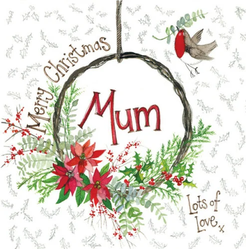 Mum Christmas Floral Wreath Card (FXS60), prianie