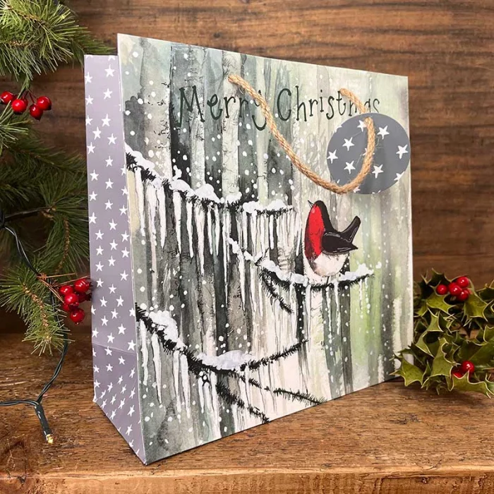 Robin and Icicles Christmas / medium (XMB05), darčeková taška