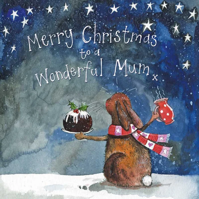 Wonderful Mum Rabbit Christmas Card (XS83), prianie