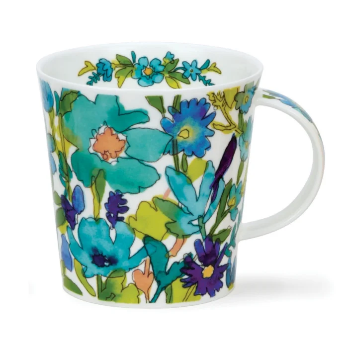Flower Shower Blue, porcelánový hrnček