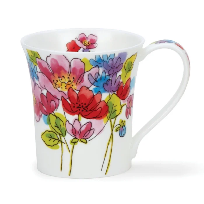 Inky Florals Pink, porcelánová šálka
