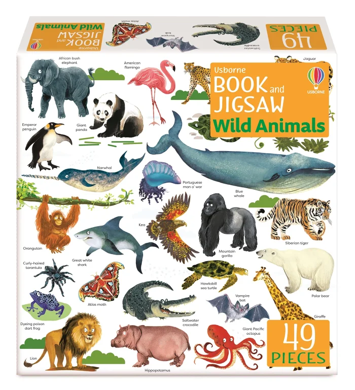 Wild Animals (49 ks), puzzle s knihou