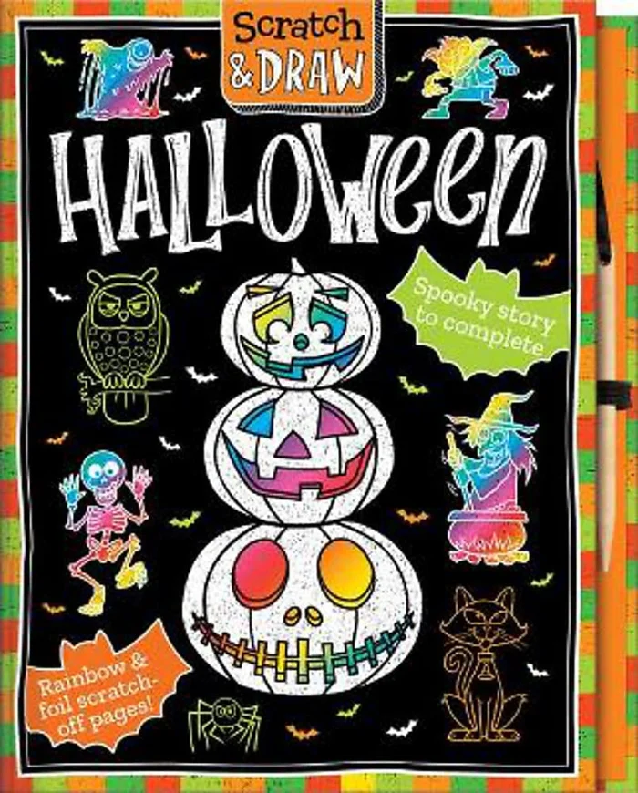 Halloween, zošit s obrázkami na vyškrabávanie