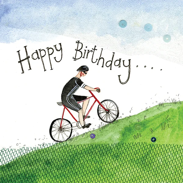Hill Climb Cyclist Birthday Card (LS103), malé prianie
