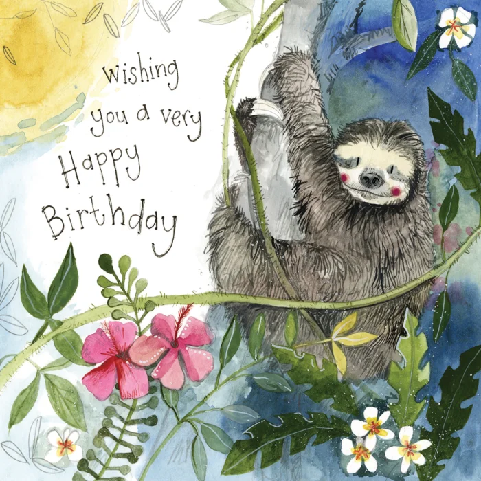 Sunshine Sloth Birthday Card (S368), prianie