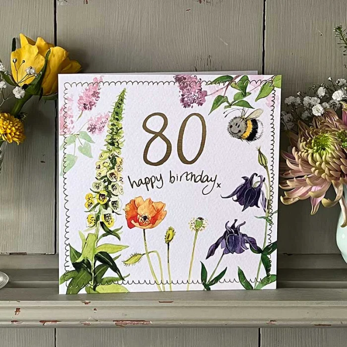 Bee 80 Year Old Birthday Card (S548), prianie