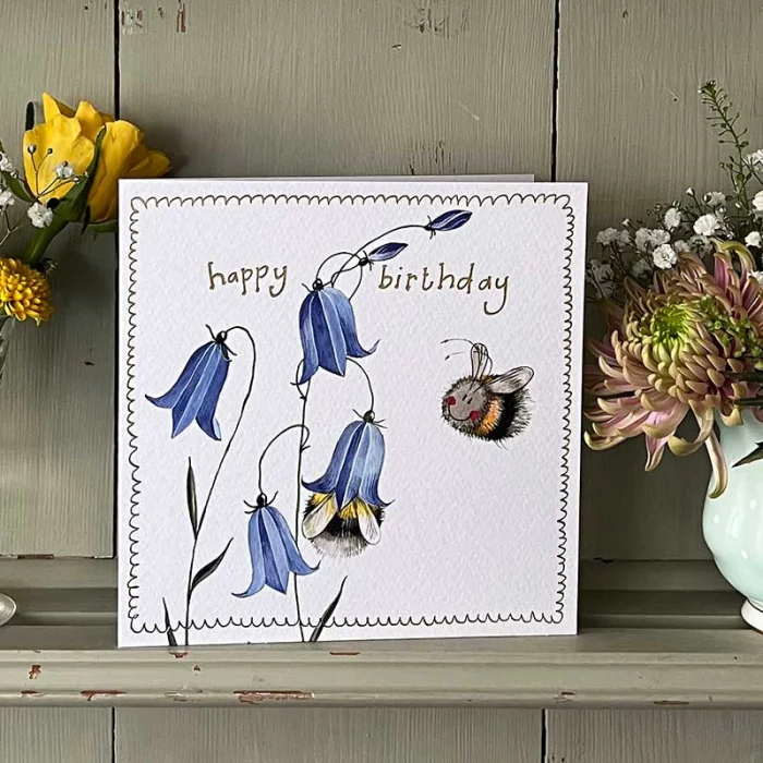 Bee and Harebells Birthday Card (S525), prianie