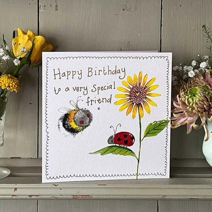 Bee and Ladybird Friend Birthday Card (S530), prianie