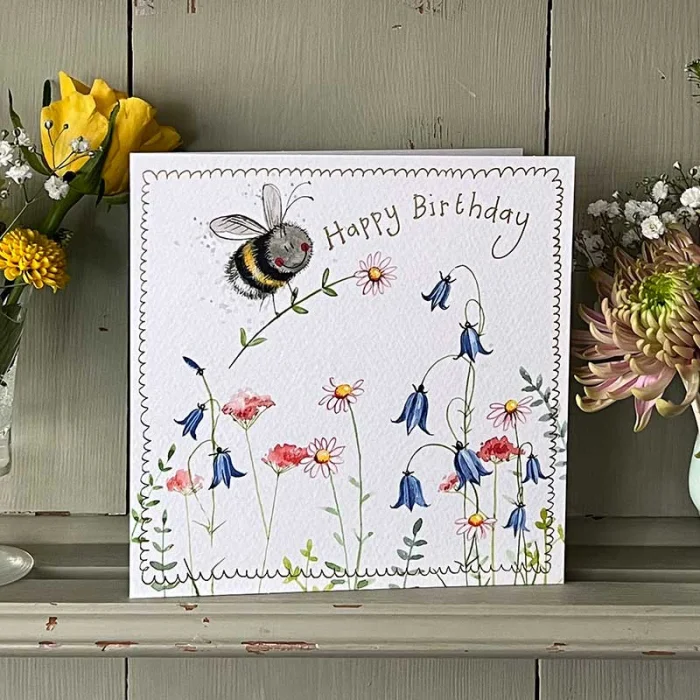 Bee and Wildflowers Birthday Card (S523), prianie