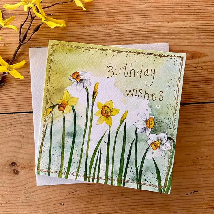 Birthday Wishes Narcissi Card (S464), prianie