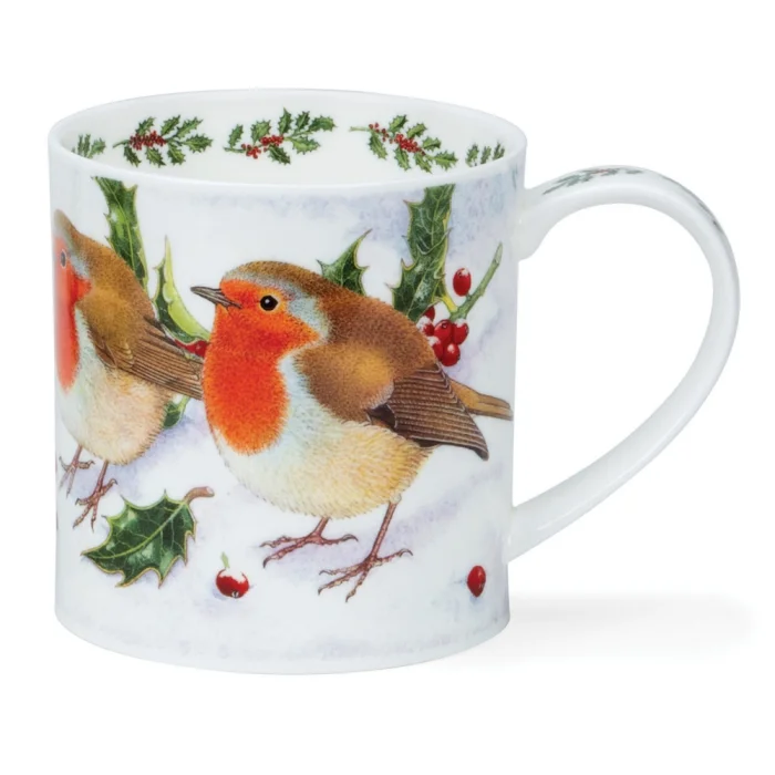 Festive Birds Robin, porcelánový hrnček