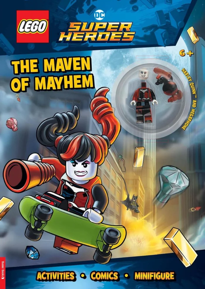 Maven of Mayhem (with Harley Quinn™ LEGO minifigure and megaphone), anglická kniha s panáčikom