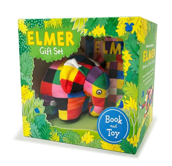 Elmer Book and Toy Gift Set, anglická kniha a plyšová hračka
