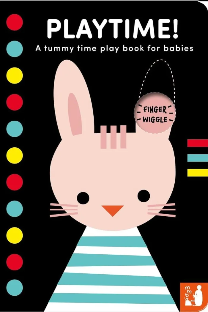 Playtime! (A high-contrast fold-out tummy time book with finger wiggle holes for babies), anglická kniha