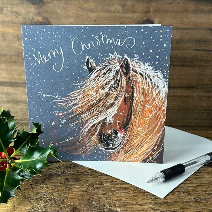 Pony in the Snow Christmas Card (XS130), prianie