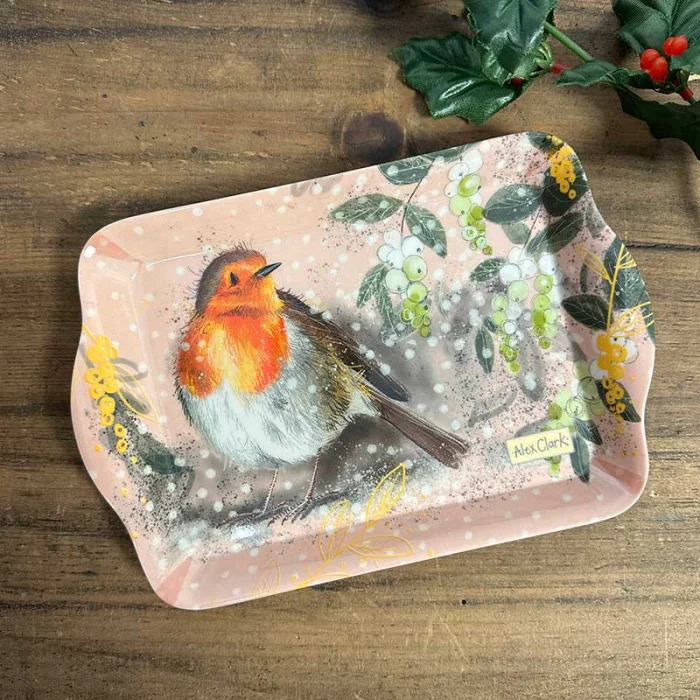 Robin and Berries Christmas Small Tray (XSTY02), malá tácka